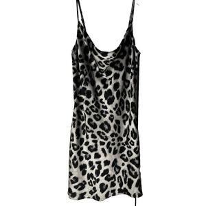 Glam Leopard Cowl Neck Mini Slip Dress-Women's Medium